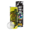 Neon Yellow Travel Tumbler, with metal straw (Stainless steel 304 Food grade, BPA free, 600ml)