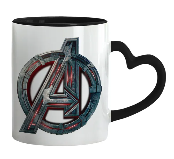 Avengers — Mug heart black handle, ceramic, 330ml