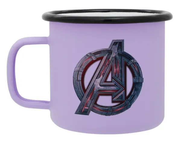 Avengers — Metal enamel mug, matte light pastel purple, 360ml