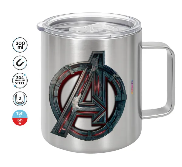 Avengers — Double-walled stainless steel mug 300ml with temperature-retaining lid