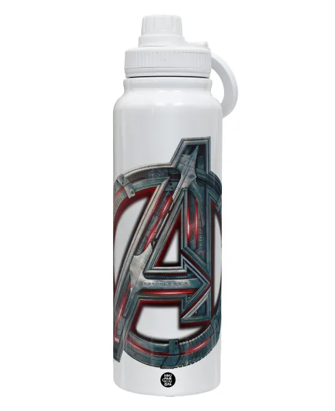 Avengers — 1L Stainless Steel Thermal Bottle with Phone Holder & Double Wall Insulation