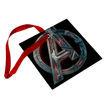 Avengers, Στολίδι Χριστουγεννιάτικο στολίδι γυάλινο τετράγωνο 9x9cm