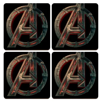 Avengers, ΣΕΤ x4 Σουβέρ ξύλινα τετράγωνα plywood (9cm)