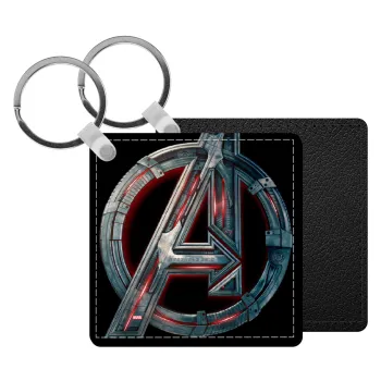 Avengers, Μπρελόκ Δερματίνη, τετράγωνο ΜΑΥΡΟ (5x5cm)