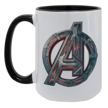Avengers, Κούπα Mega 15oz, κεραμική Μαύρη, 450ml