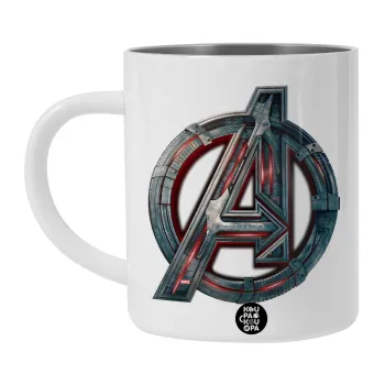Avengers, Λευκή Ανοξείδωτη Μεταλλική Κούπα 450ml - Διπλού Τοιχώματος 
