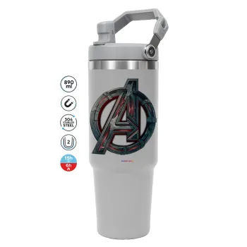 Avengers, ΓΚΡΙ χρώματος Θερμός Ανοξείδωτο 890ml (30oz) με χερούλι