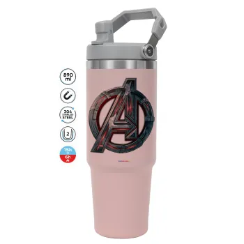 Avengers, ΡΟΖ χρώματος Θερμός Ανοξείδωτο 890ml (30oz) με χερούλι