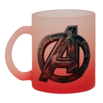 Avengers, Κούπα γυάλινη δίχρωμη με βάση το κόκκινο ματ, 330ml