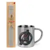 Easter Set, metallic thermal cup (300ml) & Easter aromatic flat candle (30cm) (GRAY)