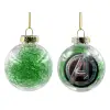 Transparent Christmas tree ball ornament with green filling 8cm
