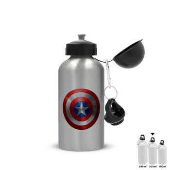 Captain America, Μεταλλικό παγούρι νερού, Ασημένιο, αλουμινίου 500ml
