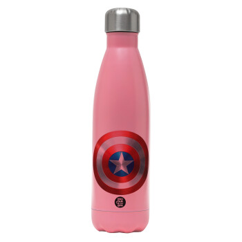 Captain America, Metal mug thermos Pink Mat (Stainless steel), double wall, 500ml