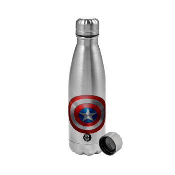 Captain America, Metallic water bottle, stainless steel, 750ml