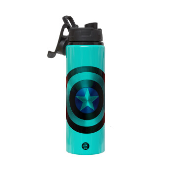 Captain America, Metallic water bottle with safety lid, 850ml aluminum