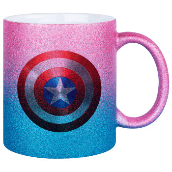 Captain America, Κούπα Χρυσή/Μπλε Glitter, κεραμική, 330ml