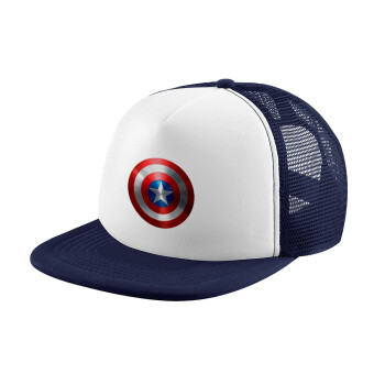 Captain America, Καπέλο Ενηλίκων Soft Trucker με Δίχτυ Dark Blue/White (POLYESTER, ΕΝΗΛΙΚΩΝ, UNISEX, ONE SIZE)