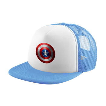 Captain America, Καπέλο παιδικό Soft Trucker με Δίχτυ ΓΑΛΑΖΙΟ/ΛΕΥΚΟ (POLYESTER, ΠΑΙΔΙΚΟ, ONE SIZE)