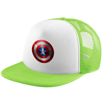 Captain America, Καπέλο παιδικό Soft Trucker με Δίχτυ ΠΡΑΣΙΝΟ/ΛΕΥΚΟ (POLYESTER, ΠΑΙΔΙΚΟ, ONE SIZE)