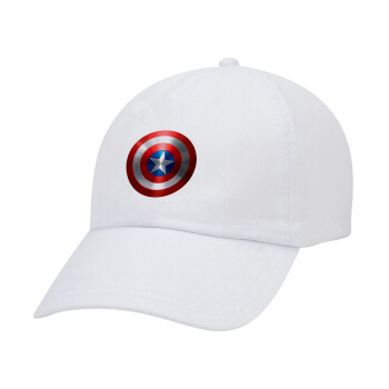 Captain America, Καπέλο Ενηλίκων Baseball Λευκό 5-φύλλο (POLYESTER, ΕΝΗΛΙΚΩΝ, UNISEX, ONE SIZE)