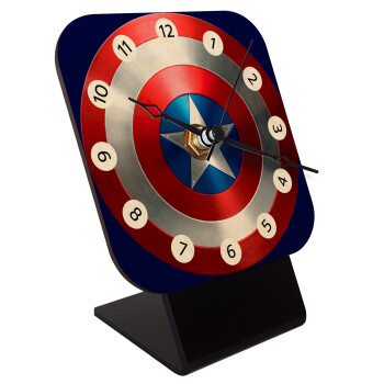 Captain America, Quartz Table clock in natural wood (10cm)