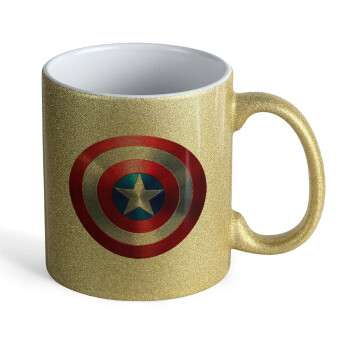 Captain America, Κούπα Χρυσή Glitter που γυαλίζει, κεραμική, 330ml