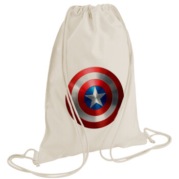 Captain America, Backpack bag GYMBAG natural (28x40cm)