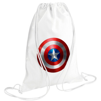 Captain America, Τσάντα πλάτης πουγκί GYMBAG λευκή (28x40cm)