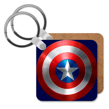 Captain America, Μπρελόκ Ξύλινο τετράγωνο MDF