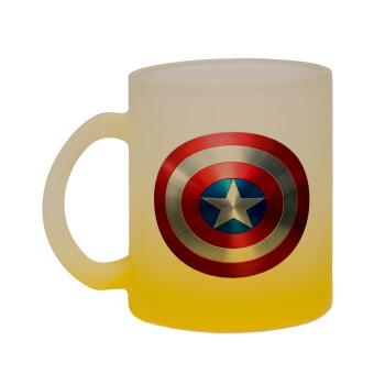 Captain America, Κούπα γυάλινη δίχρωμη με βάση το κίτρινο ματ, 330ml