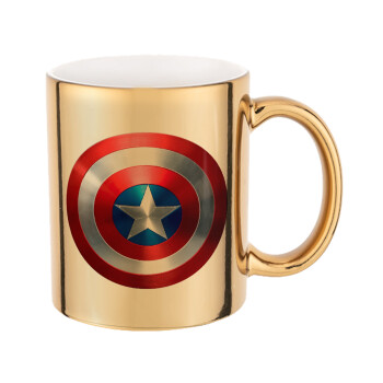 Captain America, Mug ceramic, gold mirror, 330ml