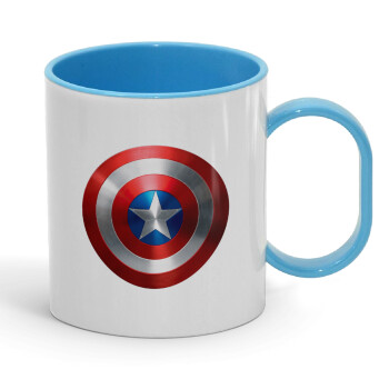 Captain America, Κούπα (πλαστική) (BPA-FREE) Polymer Μπλε για παιδιά, 330ml