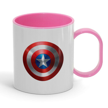 Captain America, Κούπα (πλαστική) (BPA-FREE) Polymer Ροζ για παιδιά, 330ml