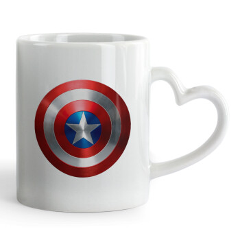 Captain America, Κούπα καρδιά χερούλι λευκή, κεραμική, 330ml