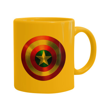 Captain America, Ceramic coffee mug yellow, 330ml (1pcs)