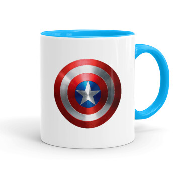 Captain America, Mug colored light blue, ceramic, 330ml