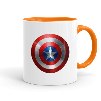 Captain America, Κούπα χρωματιστή πορτοκαλί, κεραμική, 330ml