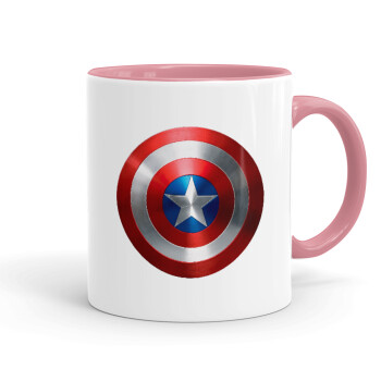 Captain America, Κούπα χρωματιστή ροζ, κεραμική, 330ml