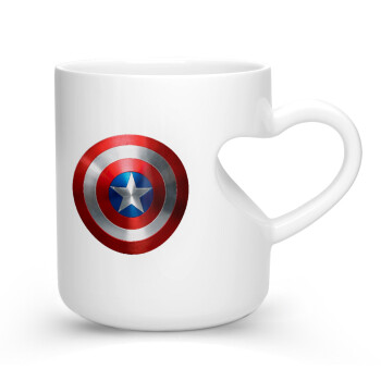 Captain America, Κούπα καρδιά λευκή, κεραμική, 330ml