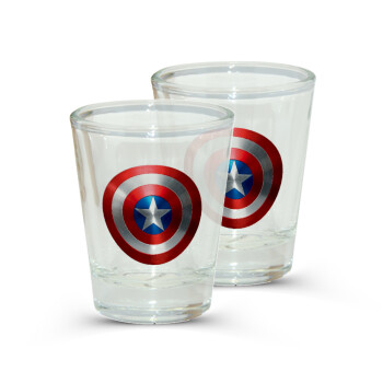 Captain America, Σφηνοπότηρα γυάλινα 45ml διάφανα (2 τεμάχια)