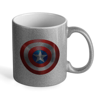 Captain America, Κούπα Ασημένια Glitter που γυαλίζει, κεραμική, 330ml