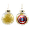 Transparent Christmas tree ball ornament with gold filling 8cm