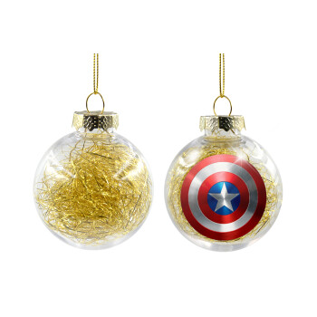 Captain America, Χριστουγεννιάτικη μπάλα δένδρου διάφανη με χρυσό γέμισμα 8cm