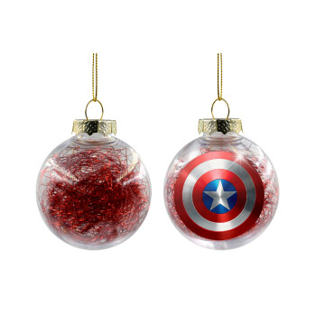 Captain America, Χριστουγεννιάτικη μπάλα δένδρου διάφανη με κόκκινο γέμισμα 8cm