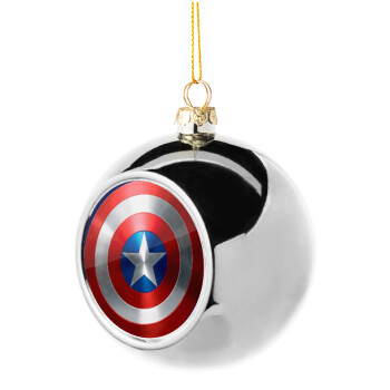 Captain America, Silver 8cm Christmas tree ball ornament