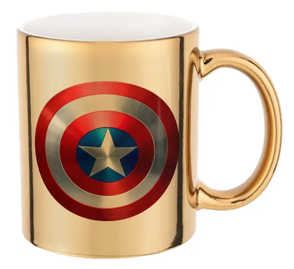 Captain America — Mug ceramic, gold mirror, 330ml