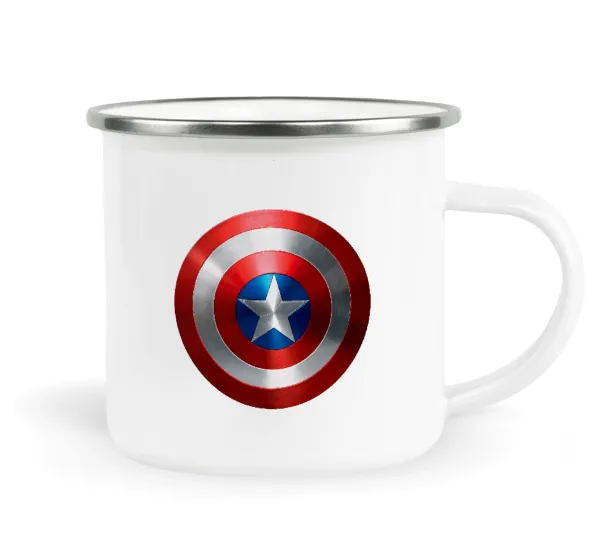 Captain America — Metallic enamel cup white 360ml