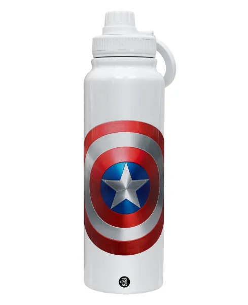 Captain America — 1L Stainless Steel Thermal Bottle with Phone Holder & Double Wall Insulation