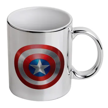 Captain America, Mug ceramic, silver mirror, 330ml