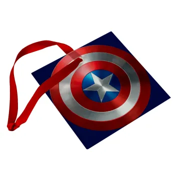 Captain America, Στολίδι Χριστουγεννιάτικο στολίδι γυάλινο τετράγωνο 9x9cm